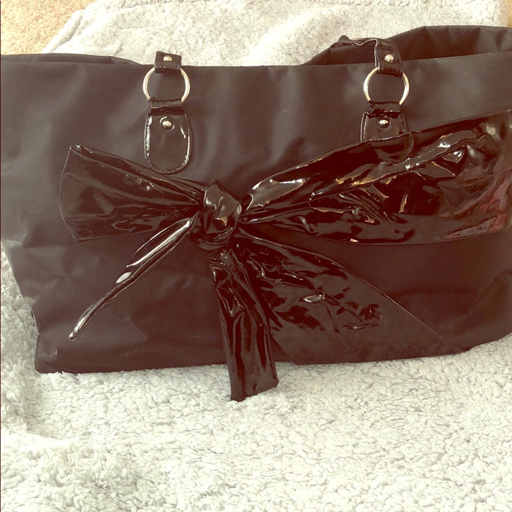 Large Black tote with black bow